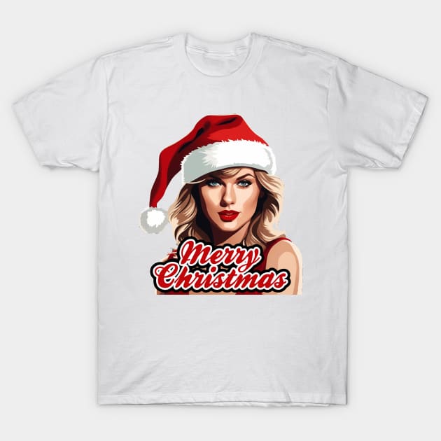 Nice Girl wear Santa Hat - Merry Christmas Design T-Shirt by FooVector